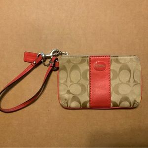 Coach small wristlet in coral